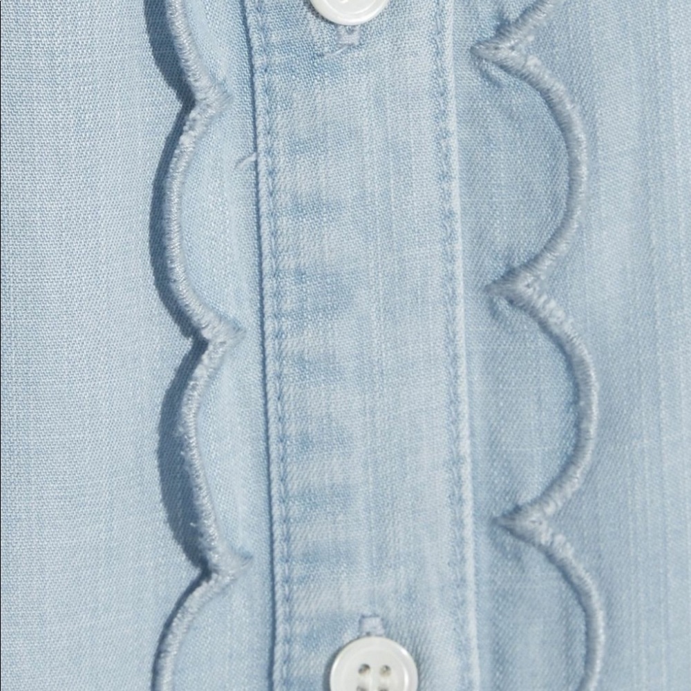 FRAME Scallop Trim Denim Shirt - Picture 5 of 10